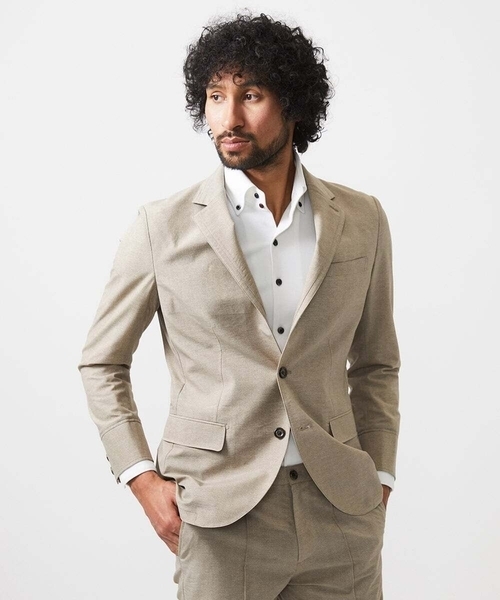 MICHEL KLEIN HOMME (ミッシェルクランオム)の「【セットアップ】メッシュコンバーチブルジャケット(テーラードジャケット・メンズ・ブラック/ベージュ・MEDIUM/LARGE/X-LARGE)」の5枚目の写真