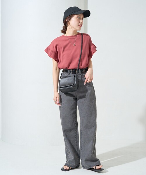 セール】限定展開 ワッフル フリル 袖トップス（Tシャツ