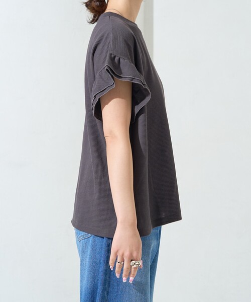 フリル付きグレーTシャツ FREAK'S STORE tシャツ Vフリル ロゴTシャツ レディース : ZOZOTOWN