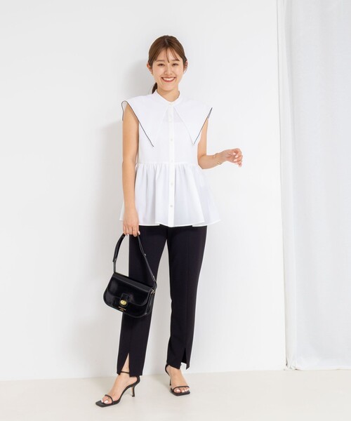 NOLLEY’S(ノーリーズ)の「ウォッシャブルファンクショナルジョーゼットフロントスリットパンツ(その他パンツ・レディース・ブラック/ネイビー・34/40/38/36)」の13枚目の写真