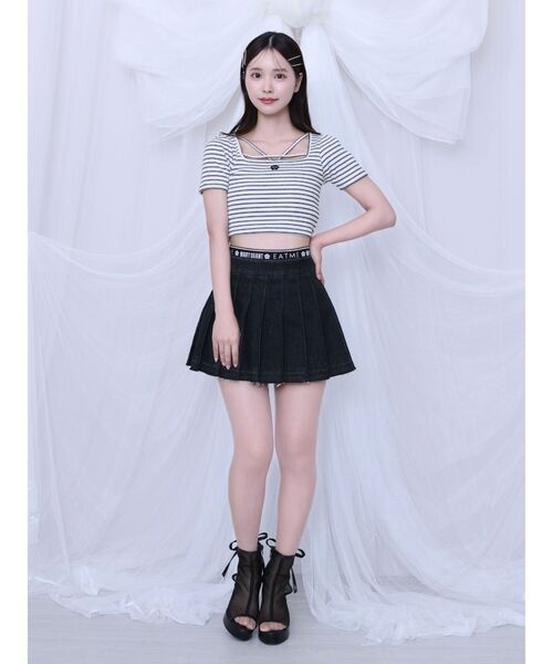 EATME(イートミー)の「【EATME×MARY QUANT】ウエストマークデニムプリーツスカート(セットアップ可能)(デニムスカート・レディース・ライトブルー/ブラック・MEDIUM/SMALL)」の9枚目の写真