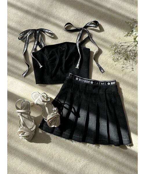 EATME（イートミー）の「【EATME×MARY QUANT】ウエストマークデニムプリーツスカート（セットアップ可能）（デニムスカート・レディース・ライトブルー/ブラック・MEDIUM/SMALL）」の16枚目の写真