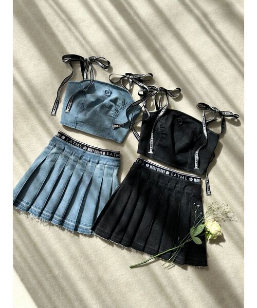 EATME（イートミー）の「【EATME×MARY QUANT】ウエストマークデニムプリーツスカート（セットアップ可能）（デニムスカート・レディース・ライトブルー/ブラック・MEDIUM/SMALL）」の15枚目の写真