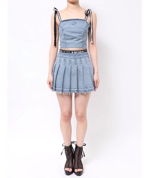 EATME（イートミー）の「【EATME×MARY QUANT】ウエストマークデニムプリーツスカート（セットアップ可能）（デニムスカート・レディース・ライトブルー/ブラック・MEDIUM/SMALL）」の7枚目の写真