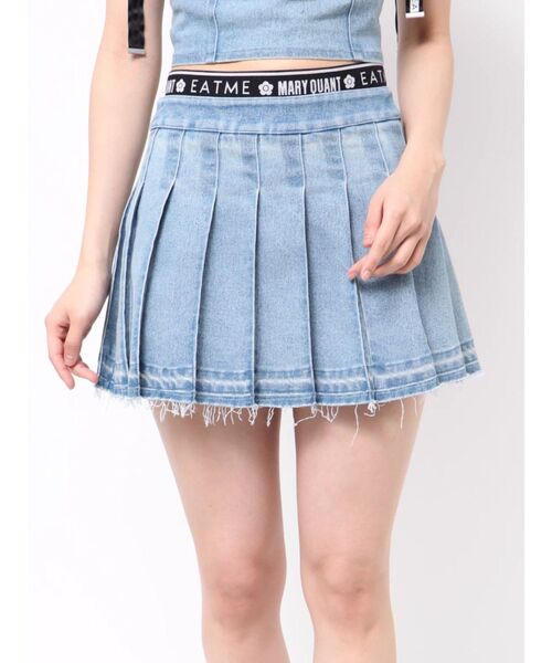 EATME（イートミー）の「【EATME×MARY QUANT】ウエストマークデニムプリーツスカート（セットアップ可能）（デニムスカート・レディース・ライトブルー/ブラック・MEDIUM/SMALL）」の3枚目の写真