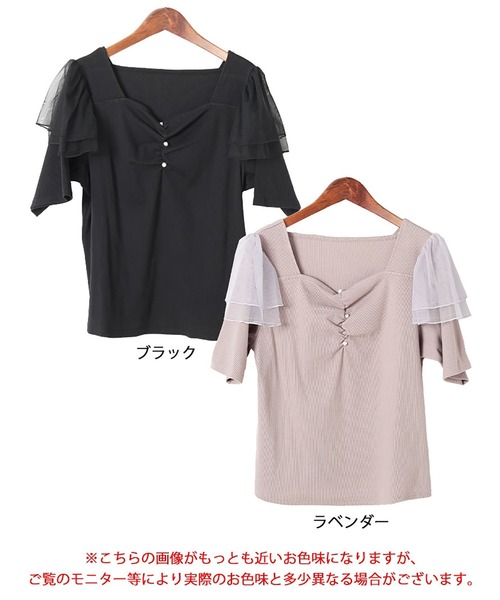 GOLDJAPAN（ゴールドジャパン）の「肩フリルシャーリングハートネックトップス【大きいサイズ対応】（Tシャツ/カットソー・レディース・ブラック/ラベンダー・LL/3L/4L/5L）」の18枚目の写真