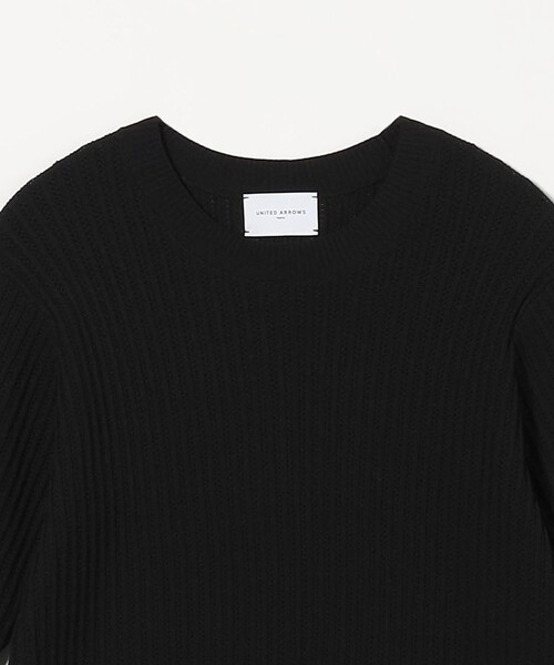 UNITED ARROWS P 天竺 ハーフスリーブ ニット　ブラック UNITED ARROWS（ユナイテッドアローズ）の「P 天竺 ハーフ
