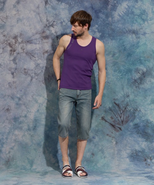 HIDEAWAYS NICOLE（ハイダウェイニコル）の「ロゴプリントタンクトップ（タンクトップ・メンズ・オフホワイト/ブラック/ネイビー/パープル・MEDIUM/LARGE/X-LARGE）」の8枚目の写真