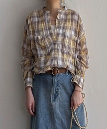 バックシャーリングロングシャツ