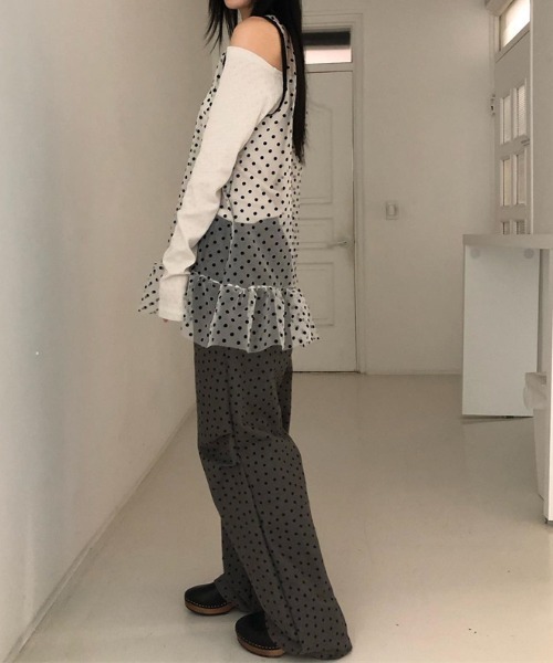 gossip！ロサンゼルス（ゴシップロサンゼルス）の「Y2K シアードット レイヤリングミニ丈ワンピース 【垢抜けレイヤードアイテム】（ワンピース・レディース・ブラック/ホワイト・FREE）」の9枚目の写真