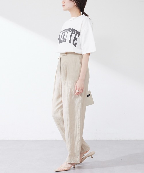 Whim Gazette（ウィムガゼット）の「GAZETTEロゴTシャツ（Tシャツ/カットソー・レディース・オフホワイト/チャコールグレー・FREE）」の13枚目の写真