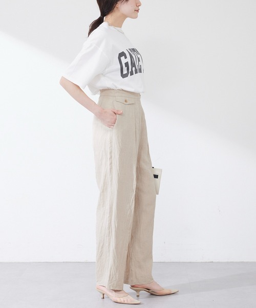 Whim Gazette（ウィムガゼット）の「GAZETTEロゴTシャツ（Tシャツ/カットソー・レディース・オフホワイト/チャコールグレー・FREE）」の17枚目の写真