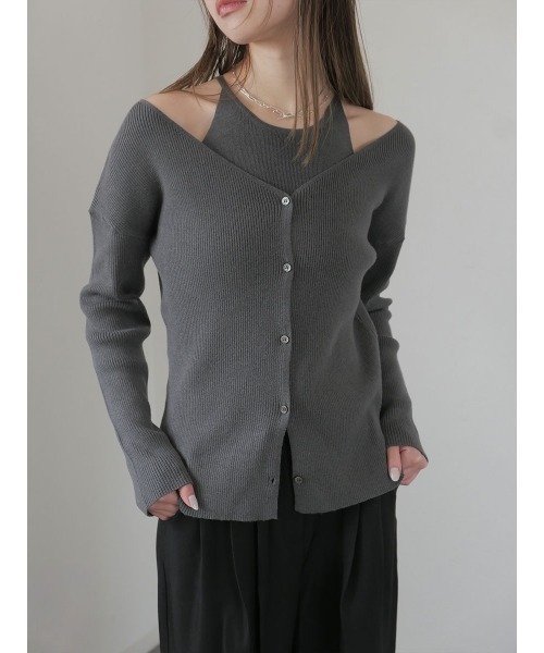 ☆新品タグ付☆IENA☆ネイビー☆カーディガン☆ノースリーブ☆アンサンブル☆ ノースリーブアンサンブル ニット アンサンブル カーディガン