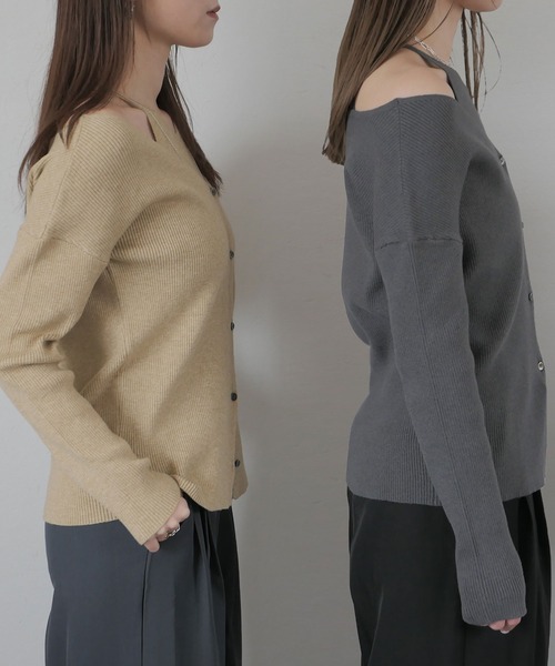 Reurie'（レウリィ）の「【2点セット】オリジナルレイヤードアンサンブルトップス / 長袖 カーディガン アメスリ ノースリーブ 重ね着 シンプル カジュアル モード（アンサンブル・レディース・チャコールグレー/ベージュ・FREE）」の22枚目の写真