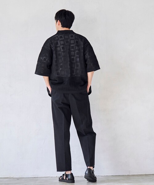 RONEL(ロネル)の「【RONEL】メッシュシャツ カーデ(ニット/セーター・メンズ・ブラック/ベージュ・M/L/S/XL)」の5枚目の写真