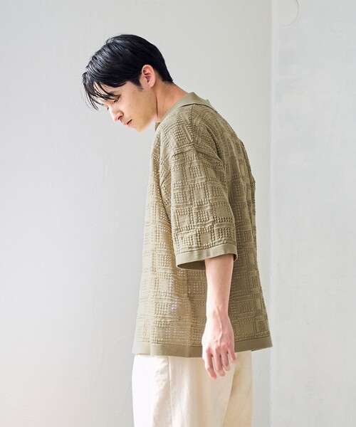 RONEL(ロネル)の「【RONEL】メッシュシャツ カーデ(ニット/セーター・メンズ・ブラック/ベージュ・M/L/S/XL)」の9枚目の写真