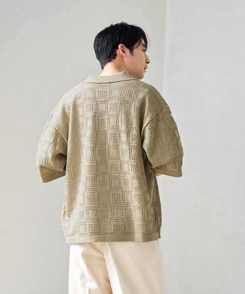 RONEL(ロネル)の「【RONEL】メッシュシャツ カーデ(ニット/セーター・メンズ・ブラック/ベージュ・M/L/S/XL)」の10枚目の写真