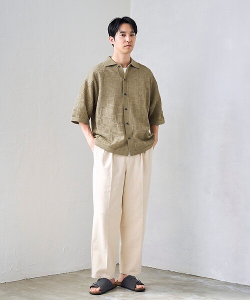 RONEL(ロネル)の「【RONEL】メッシュシャツ カーデ(ニット/セーター・メンズ・ブラック/ベージュ・M/L/S/XL)」の11枚目の写真
