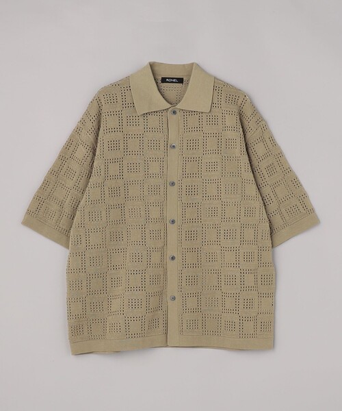 RONEL(ロネル)の「【RONEL】メッシュシャツ カーデ(ニット/セーター・メンズ・ブラック/ベージュ・M/L/S/XL)」の15枚目の写真