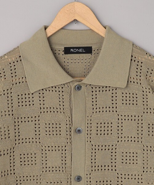 RONEL(ロネル)の「【RONEL】メッシュシャツ カーデ(ニット/セーター・メンズ・ブラック/ベージュ・M/L/S/XL)」の17枚目の写真