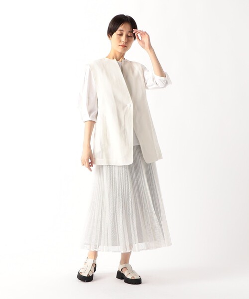 Gabardine K.T（ギャバジンケーティー）の「紙ビエラ 背中ふんわりジレ（ベスト・レディース・ホワイト・9号）」の20枚目の写真