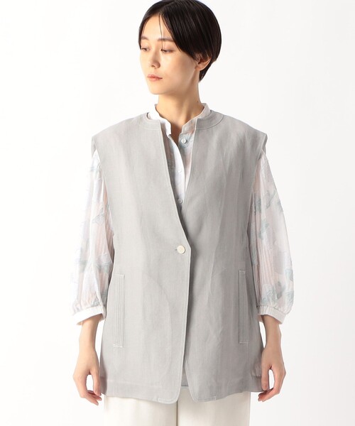 Gabardine K.T（ギャバジンケーティー）の「紙ビエラ 背中ふんわりジレ（ベスト・レディース・ホワイト・9号）」の18枚目の写真