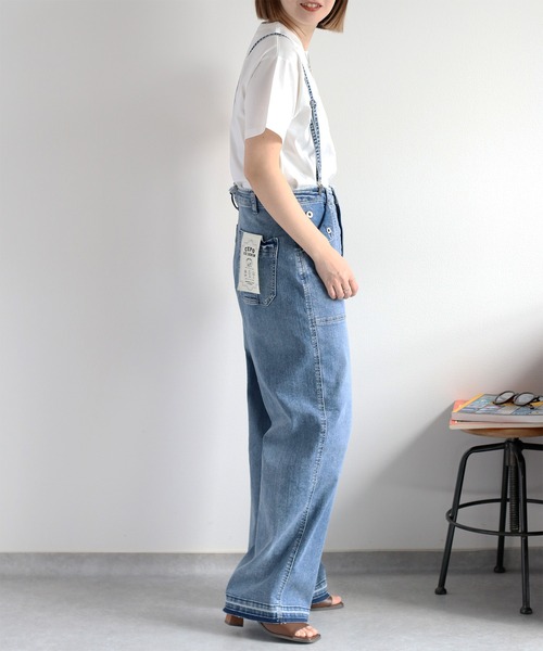 cepo（セポ）の「〈接触冷感 / UVカット〉ICE デニム ワークサスペンダーパンツ（デニムパンツ・レディース・ブルー系2/ブルー系3・S/M/L）」の16枚目の写真