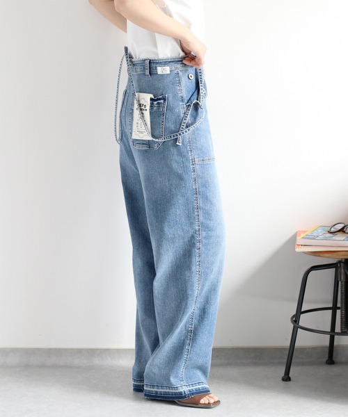 cepo（セポ）の「〈接触冷感 / UVカット〉ICE デニム ワークサスペンダーパンツ（デニムパンツ・レディース・ブルー系2/ブルー系3・S/M/L）」の18枚目の写真