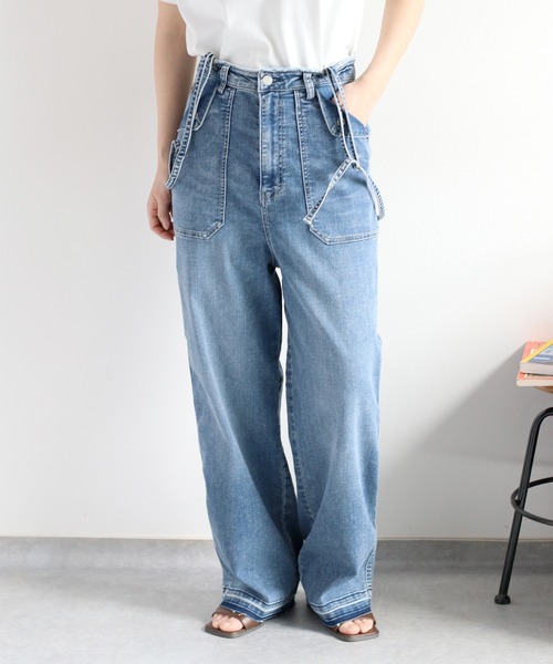 cepo（セポ）の「〈接触冷感 / UVカット〉ICE デニム ワークサスペンダーパンツ（デニムパンツ・レディース・ブルー系2/ブルー系3・S/M/L）」の20枚目の写真