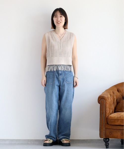 cepo（セポ）の「〈接触冷感 / UVカット〉ICE デニム ワークサスペンダーパンツ（デニムパンツ・レディース・ブルー系2/ブルー系3・S/M/L）」の8枚目の写真