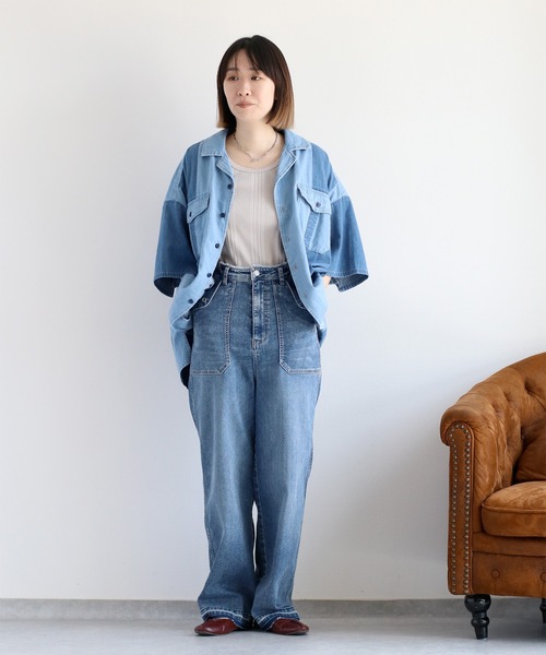 cepo（セポ）の「〈接触冷感 / UVカット〉ICE デニム ワークサスペンダーパンツ（デニムパンツ・レディース・ブルー系2/ブルー系3・S/M/L）」の12枚目の写真