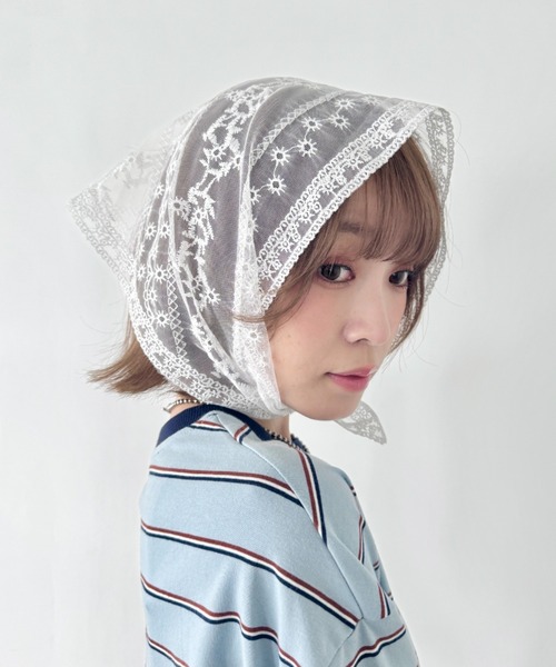 SOLLON.(ソルロン)の「レースアソートバブーシュカ(その他ヘアアクセサリー・レディース・ホワイト/グリーン・FREE)」の3枚目の写真