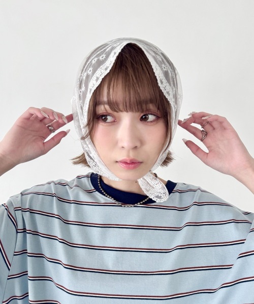 SOLLON.(ソルロン)の「レースアソートバブーシュカ(その他ヘアアクセサリー・レディース・ホワイト/グリーン・FREE)」の4枚目の写真