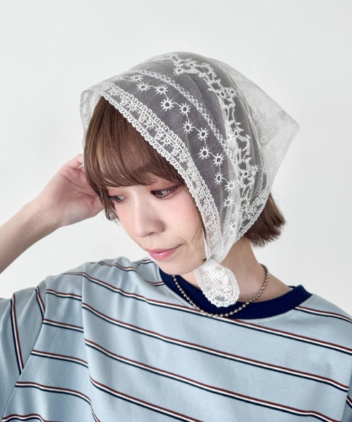 SOLLON.(ソルロン)の「レースアソートバブーシュカ(その他ヘアアクセサリー・レディース・ホワイト/グリーン・FREE)」の5枚目の写真