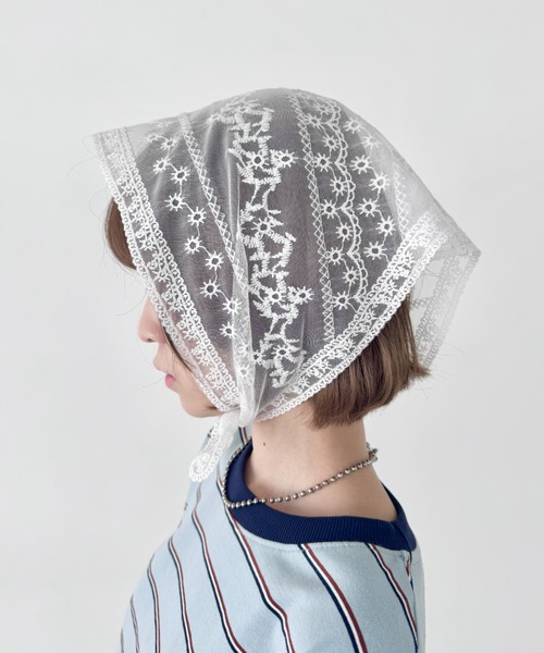 SOLLON.(ソルロン)の「レースアソートバブーシュカ(その他ヘアアクセサリー・レディース・ホワイト/グリーン・FREE)」の6枚目の写真