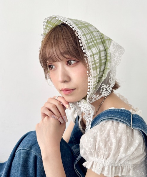 SOLLON.(ソルロン)の「レースアソートバブーシュカ(その他ヘアアクセサリー・レディース・ホワイト/グリーン・FREE)」の8枚目の写真