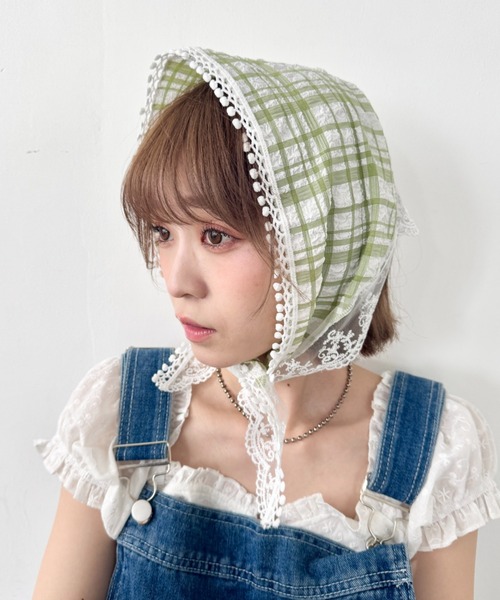 SOLLON.(ソルロン)の「レースアソートバブーシュカ(その他ヘアアクセサリー・レディース・ホワイト/グリーン・FREE)」の10枚目の写真