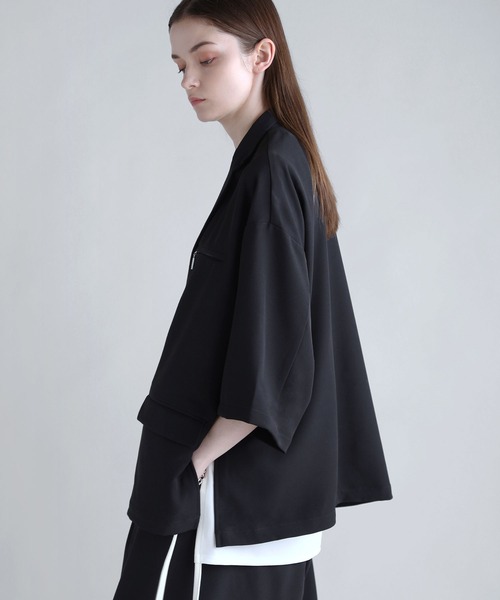 SOCCE（ソーシー）の「【セットアップ可】ダブルテーラードハーフスリーブジャケット（テーラードジャケット・メンズ・ブラック/チャコール/ネイビー・S/M/L/XL）」の4枚目の写真