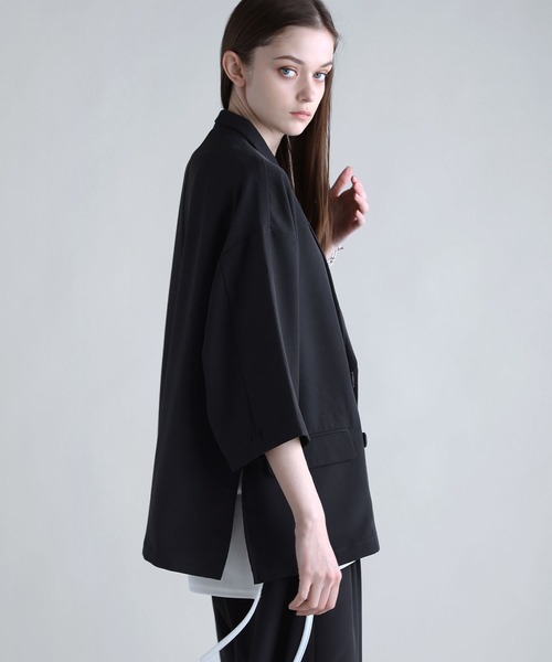 SOCCE（ソーシー）の「【セットアップ可】ダブルテーラードハーフスリーブジャケット（テーラードジャケット・メンズ・ブラック/チャコール/ネイビー・S/M/L/XL）」の5枚目の写真