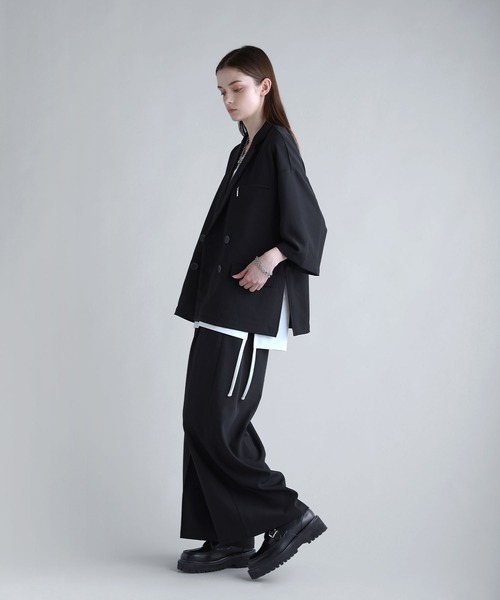 SOCCE（ソーシー）の「【セットアップ可】ダブルテーラードハーフスリーブジャケット（テーラードジャケット・メンズ・ブラック/チャコール/ネイビー・S/M/L/XL）」の11枚目の写真