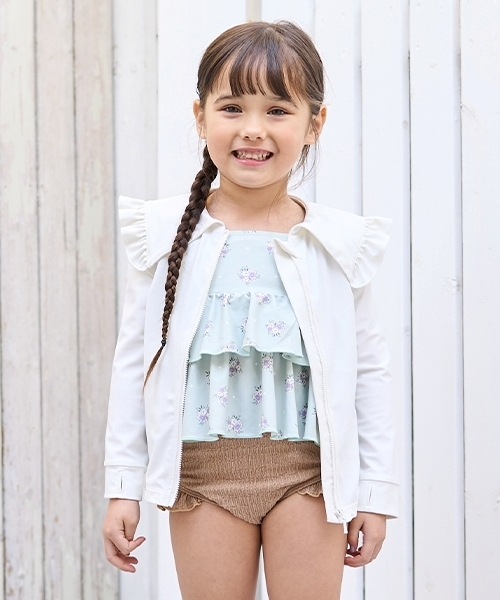 セール】【SWIM】【UV加工】セーラーフリル衿ラッシュガード（水着