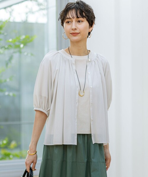 23区 S(ニジュウサンクチイサイサイズ)の「【洗える】クリアトリコットジャージー ティアードデザイン カットソー(Tシャツ/カットソー・レディース・ブラック系/オールドローズ系/ダークグリーン系/ベージュ系・32)」の3枚目の写真