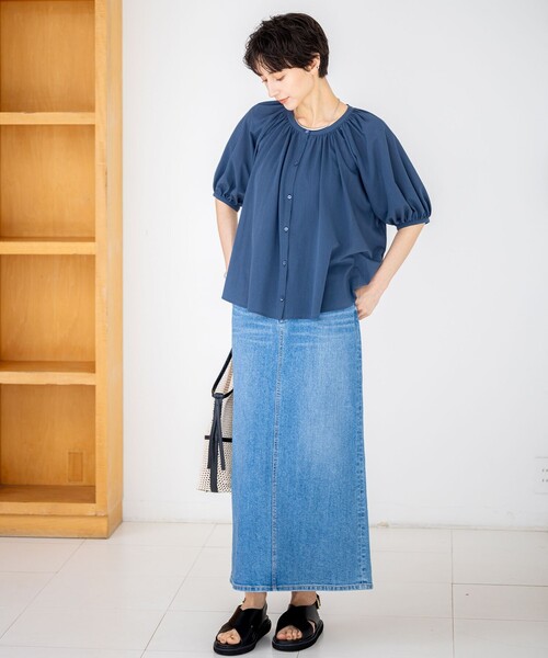 23区 S(ニジュウサンクチイサイサイズ)の「【洗える】クリアトリコットジャージー ティアードデザイン カットソー(Tシャツ/カットソー・レディース・ブラック系/オールドローズ系/ダークグリーン系/ベージュ系・32)」の8枚目の写真