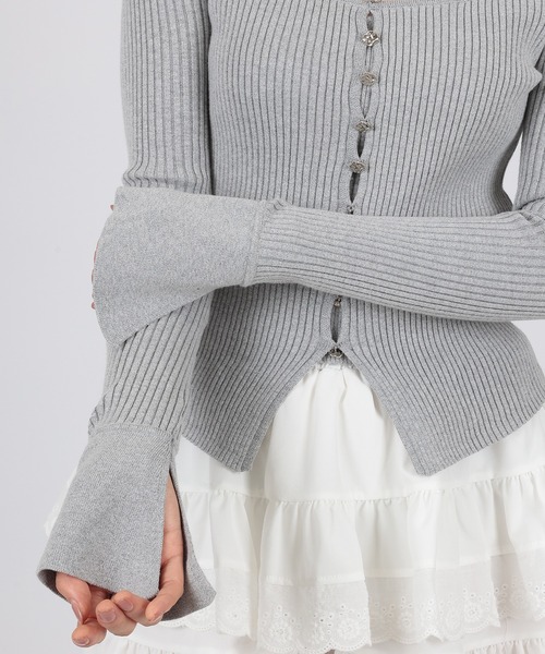 SUWDEE(スーディー)の「strap offshoulder rib knit pullover(Tシャツ/カットソー・レディース・グレー/ブラック・FREE)」の12枚目の写真