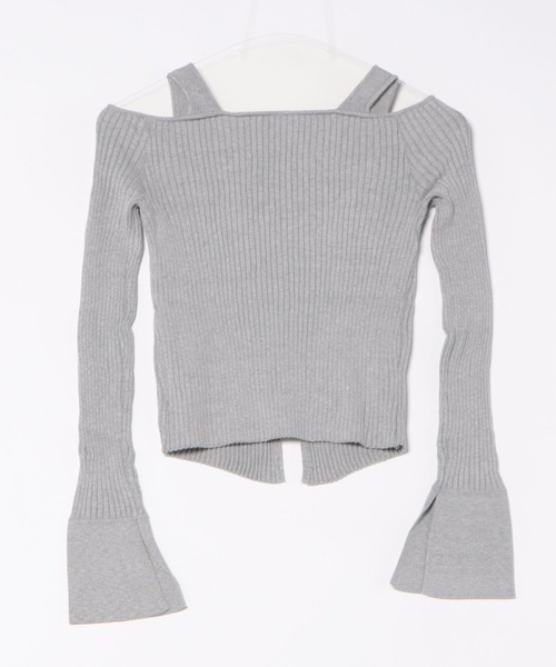 SUWDEE(スーディー)の「strap offshoulder rib knit pullover(Tシャツ/カットソー・レディース・グレー/ブラック・FREE)」の16枚目の写真