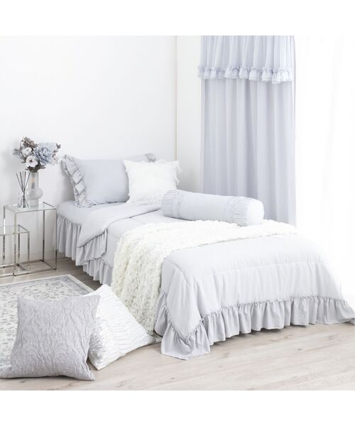 Francfranc WARMY フリル ベッドパッド セミダブル ライトグレー WARMY アルガンオイル加工 フリル ベッドパッド セミダブル グレー