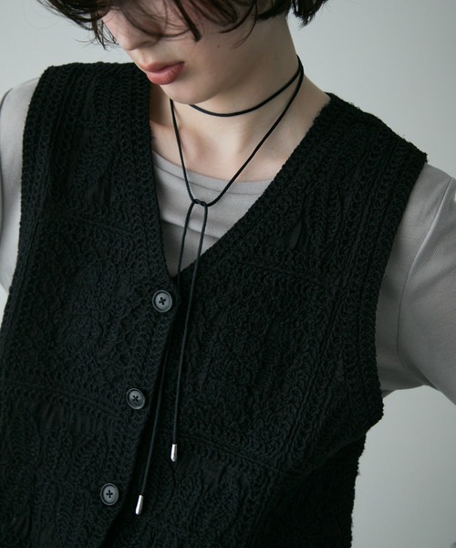 Trish（トリッシュ）の「コットン刺繍ベスト（ベスト・レディース・ブラック/アイボリー/ブラウン・MEDIUM）」の16枚目の写真