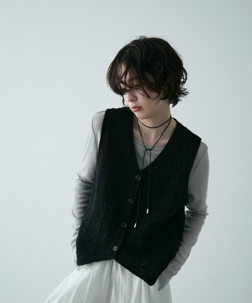 Trish（トリッシュ）の「コットン刺繍ベスト（ベスト・レディース・ブラック/アイボリー/ブラウン・MEDIUM）」の15枚目の写真