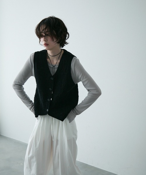 Trish（トリッシュ）の「コットン刺繍ベスト（ベスト・レディース・ブラック/アイボリー/ブラウン・MEDIUM）」の13枚目の写真