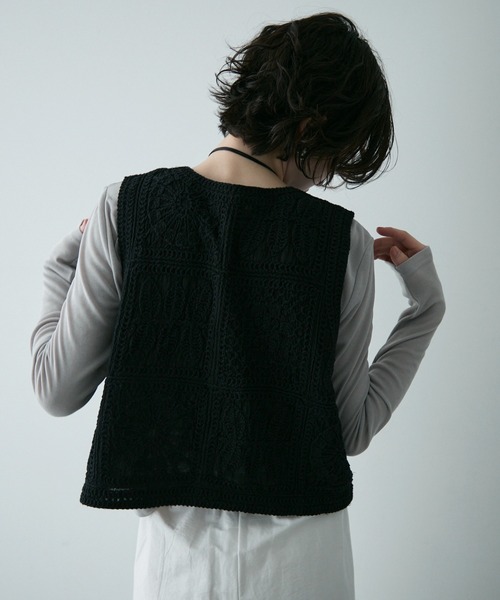 Trish（トリッシュ）の「コットン刺繍ベスト（ベスト・レディース・ブラック/アイボリー/ブラウン・MEDIUM）」の10枚目の写真